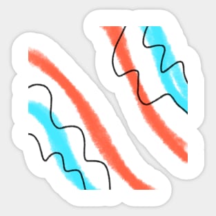 Blue red watercolor abstract art Sticker